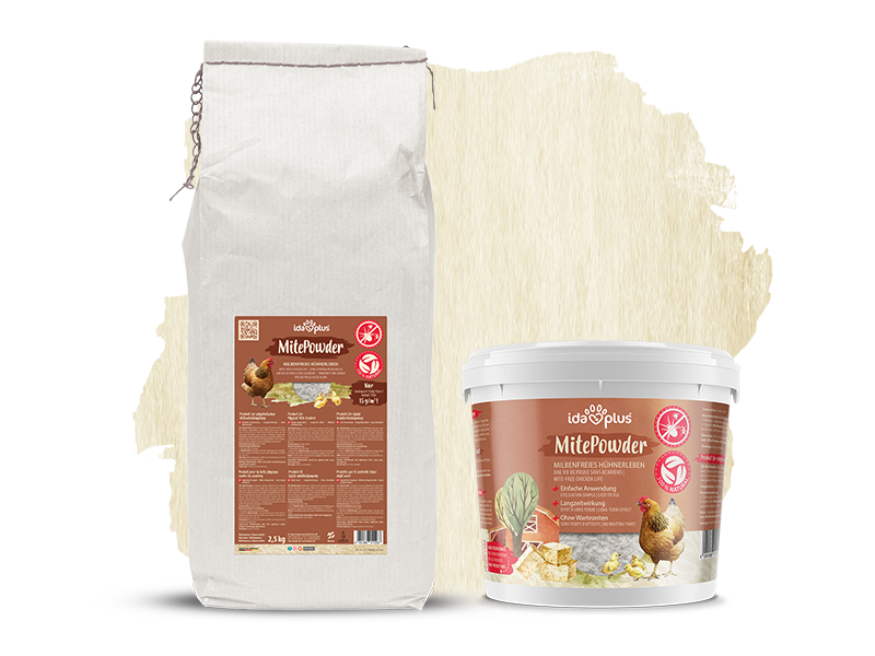 Ida Plus MitePowder für Hühner Produktbild von MitePowder von Ida Plus abgbildet in zwei verschiedenen Produktgrößen