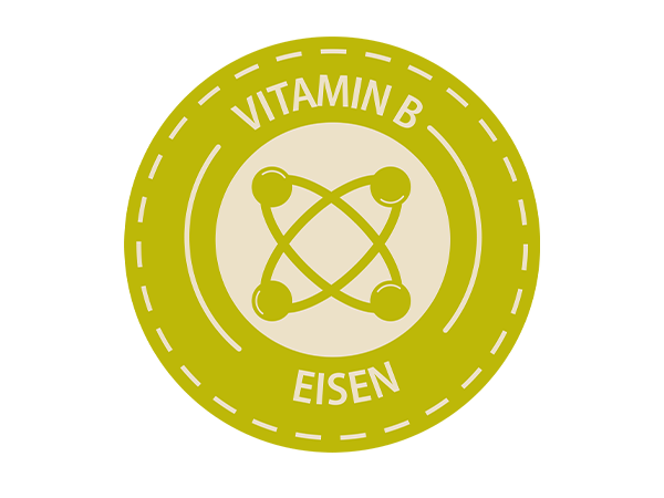 Icon in Grün mit dem Text Eisen und Vitamin B