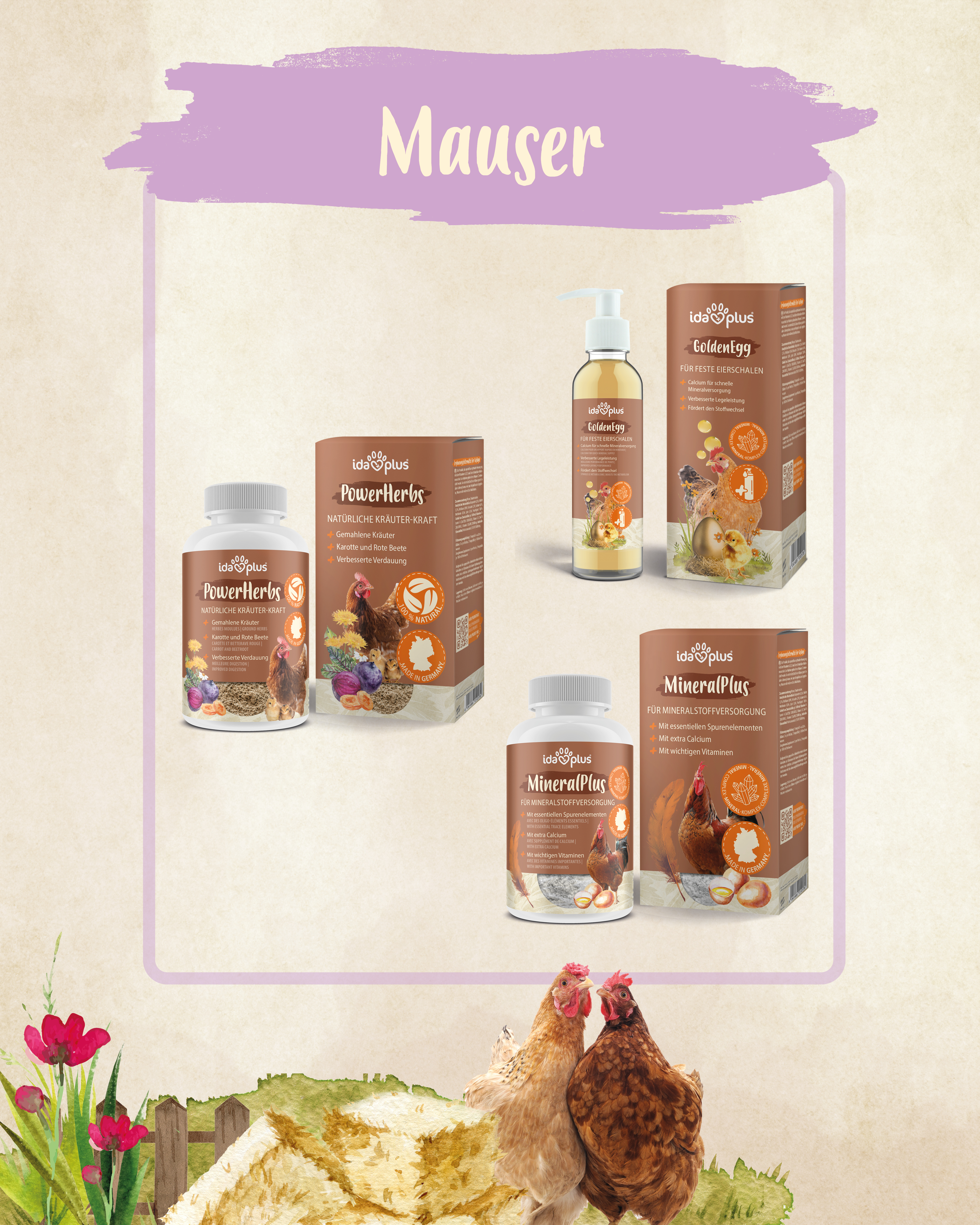 Ida Plus Saisonplan Mauser Ida Plus Saisonplan Mauserzeit: MineralPlus, GoldenEgg und PowerHerbs
